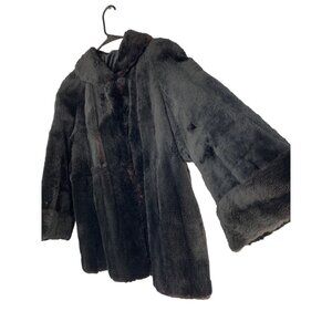 Vintage 50's Swing Black Rabbit Fur Coat Mid Century Glamour Hand Made